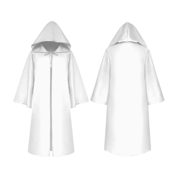 Halloween-huvkappa Unisex Barn Barn Cape Roll Cosplay Lång mantel Gotiska kostymer Ytterkläder Solid medeltida mantel Halloween-fest rekvisita White L