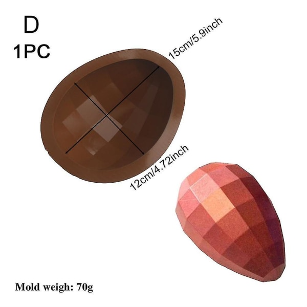 Påskeæg Silikonform Stor 3D Brudbar Påskeæg Chokoladeforme Til Påskedekorationer Mousse Kage Dessert C