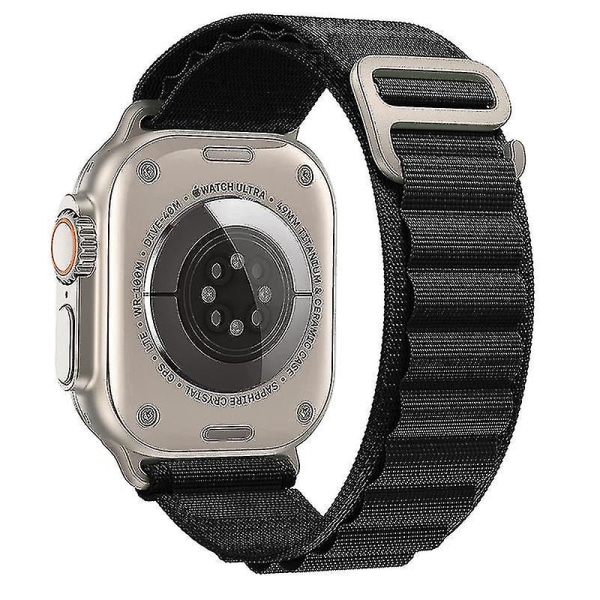 Ranneke Alpine Loop Nylon Rannekorulle Correa Iwatch Series Ultra 8 Se 7 6 3 5 Yhteensopiva Apple Watch Ranneke-42mm 44mm 45mm 49mm-musta