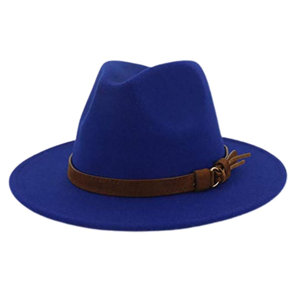 Fedora Justerbar Pustende Filt Menn Vintage Style Hat For Vandring Royal Blue