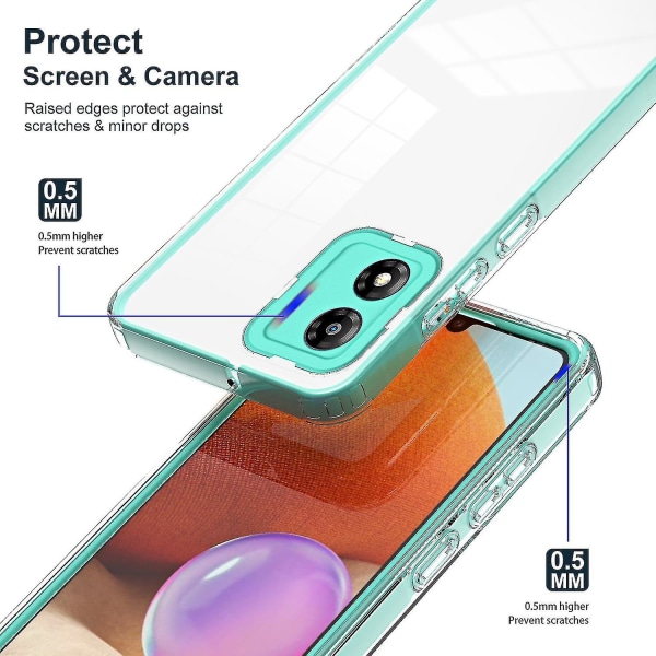 Til Motorola Moto E13 4g 3-i-1 gennemsigtigt telefoncover Kamerabeskyttelse Tpu + Pc faldsikkert etui Light Green