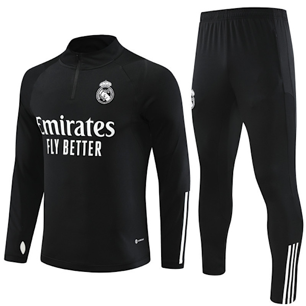 23-24 Ny Real Madrid langærmet sæt fodboldtrøje til voksne og børn træningsuniform julegave sort-Xin sort black 16#