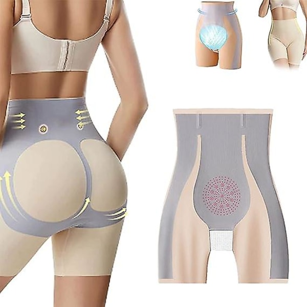 Magekontrollbukser med høy midje, kroppsformende kroppsforming for kvinner, Fiberrestaurering, sømløs kroppsform med høy midje Khaki 1pcs XL