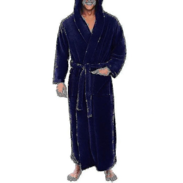 Männs Fleece-huvad Lång Mjuk Badrock S O Blue XL