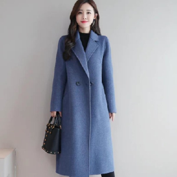 Klassisk Kåpe med Sløyfe for Kvinner - Vinter- og Høstjakke Jsir 2XL Royal Blue