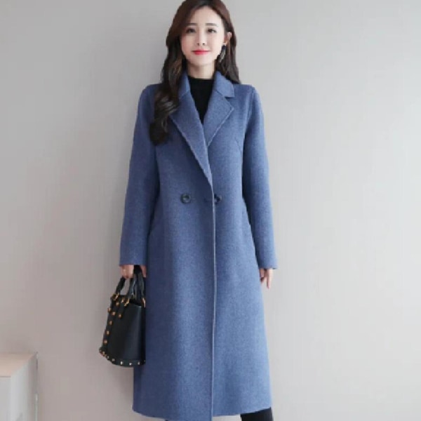 Klassisk reversoverfrakke til kvinder - vinter- og efterårsovertøj Jsir 2XL Royal Blue
