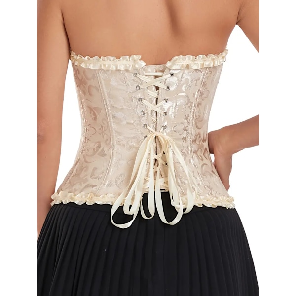 Kvinners Blonderingkorsett Elegant Bryst Midje Shapewear Court Style Shaper med Stropper Detalj apricot XXL