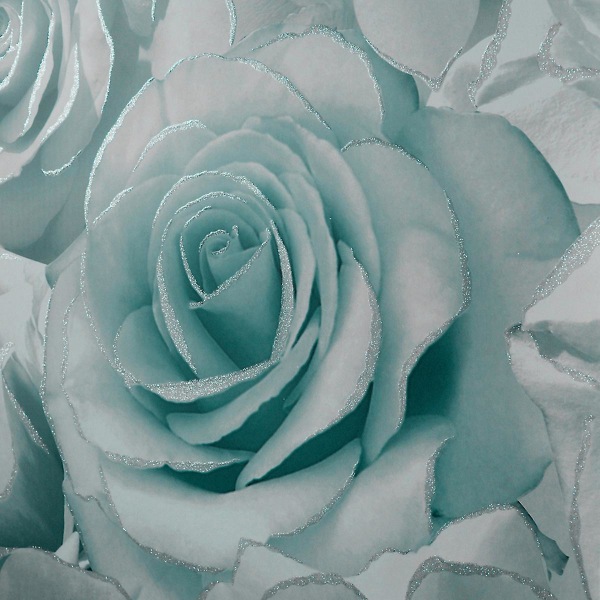 Madison Rose Glitter kukka taustakuva Muriva Aqua/Grey