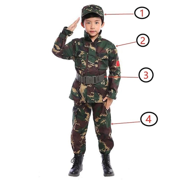 Børnesoldat kostume til børn fest hærkostume militærkostumer til drenge Jungle Field Sniper Sæt med pistol kompas fløjte 1 130