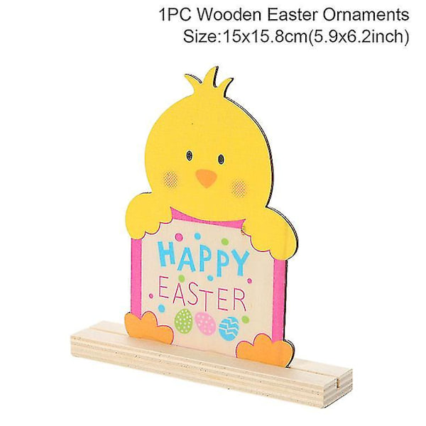 10 st Happy Easter Trägg med Hamparep Kanin Kyckling Trähantverk Kompatibel med Hem Påskfest Hängande Dekor Barn DIY Målning F08-1Pcs