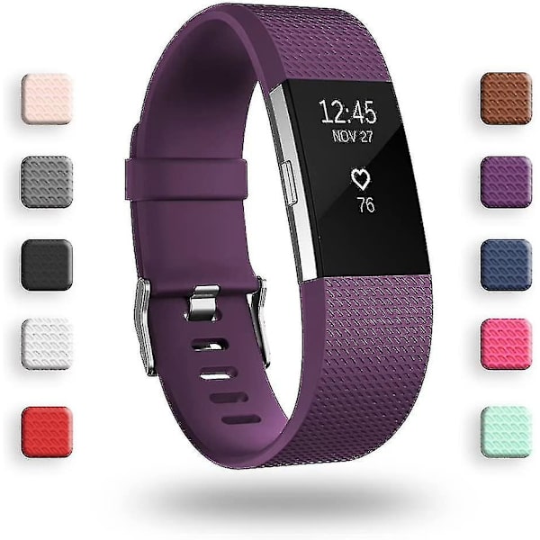 Vaihtohihnat yhteensopivat Fitbit Charge 2:n, Classic & Special Edition -malleille, säädettävät urheilurannekkeet, korkealaatuiset Plum Small