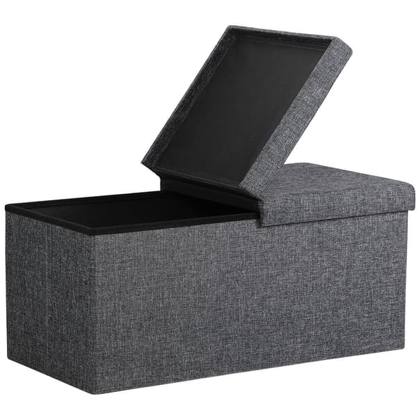 Foldable Storage Bench, Dark Grey, 80x40x40cm, 100L Capacity 6180