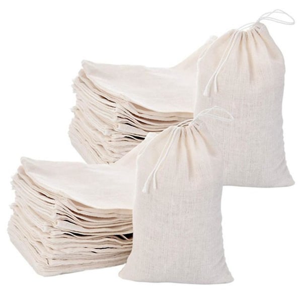 50 pakke bomullsmuslinposer Flerbrukssnøreposer for te smykker Bryllupsfest favoriserer oppbevaring