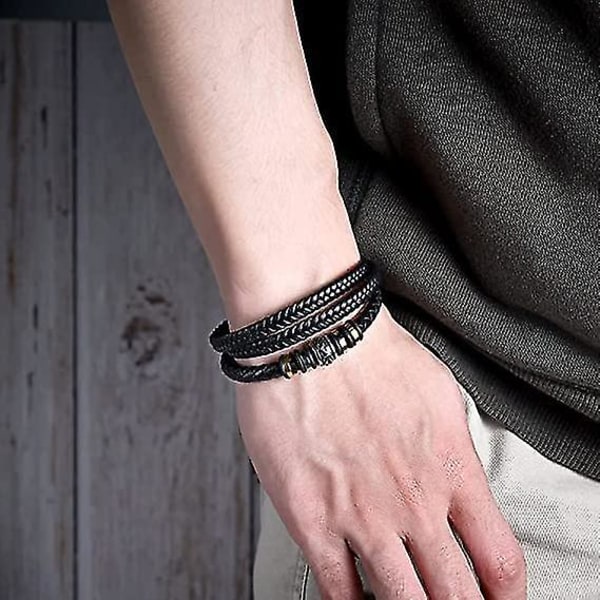 Till Min Son - Älskar Dig För Alltid Läderarmband, Mäns Flätad Läderarmband Armband