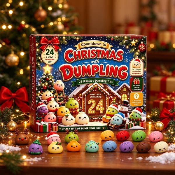 Jule-dumplingfigur nedtellingskalender, 24 søte minidumpling-pynt i fast stil, samlersett til jul, julegave til barn