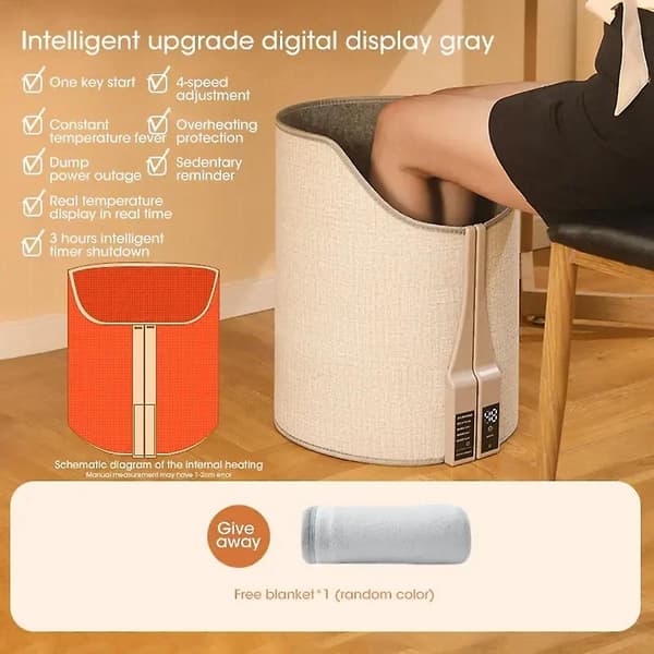 Electric Foot Warmer with Digital Display, Foldable, Portable, Adjustable Thermostat, Foot Warmer for Home