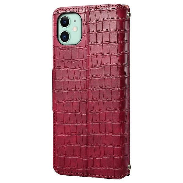 Kompatibelt för iPhone 11 Skal Krokodiltextur Läderfodral Klassiskt Plånboksställ Red