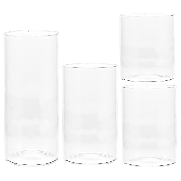 4 stk. Glas stearinlysdæksel Glas lysestage Kopskærm Vindtæt stearinlyscylinder i glas