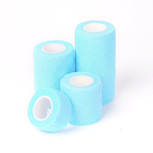 2 stk. farvede elastiske selvklæbende sportsbandager til hånd og håndled, bandage til binding af ko-ben og bordben, beskyttende bandage Søblå Lake Blue 7.5cm*4.5m