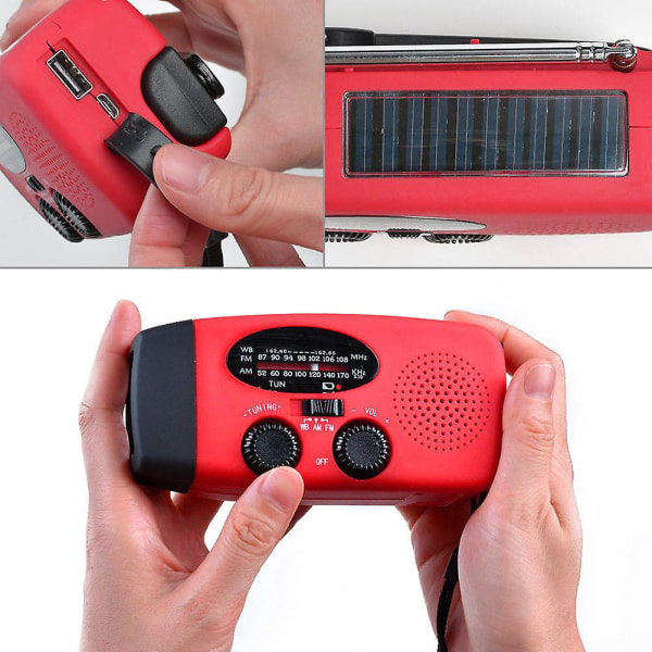 Hög kvalitet grossist handvev Radio Solar Handvev Radio Emergency Handvev Radio Red