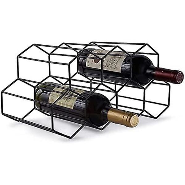 Tiski Wine Rack - 6 Pullon Teline Viinin Säilytykseen, Vapaasti Seisova Viiniteline Viinikellarin Baari Kaapin Kulta black