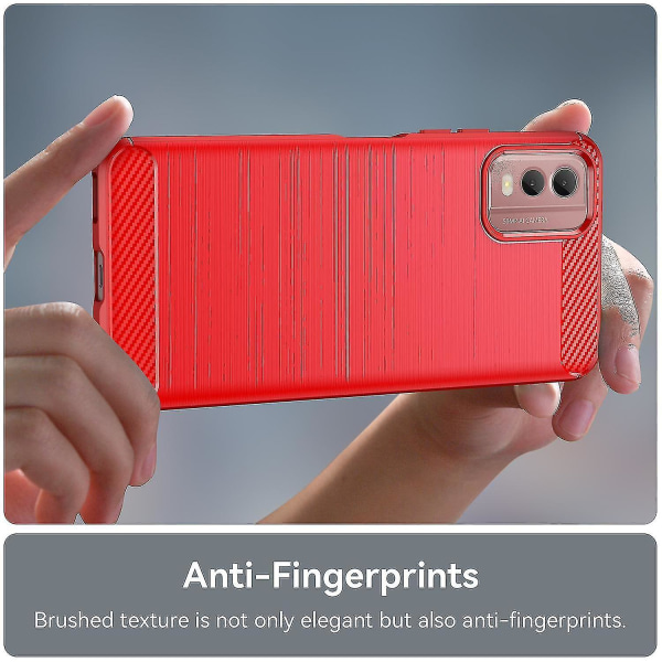 Harjattu Pehmeä TPU Puhelimen Kotelo Nokia C32:lle, Hiilikuitu Tekstuuri Älypuhelimen Kotelo Red
