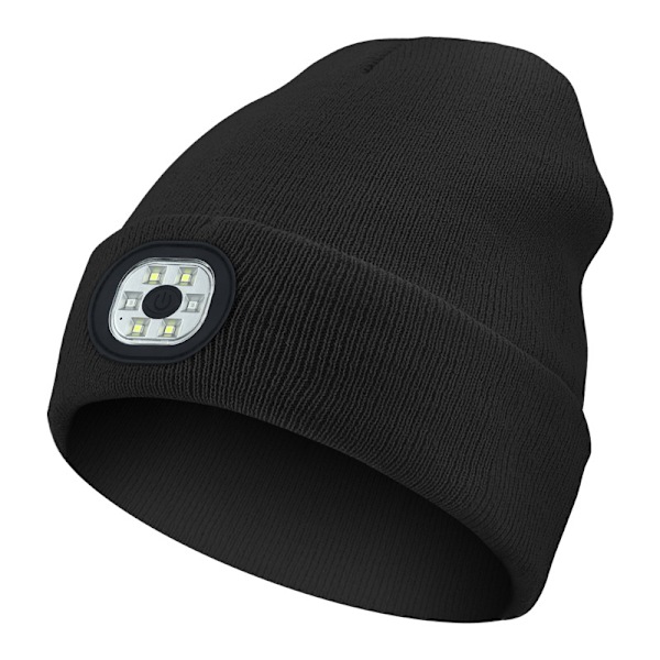 Beanie med LED-ljus USB - Svart Svart
