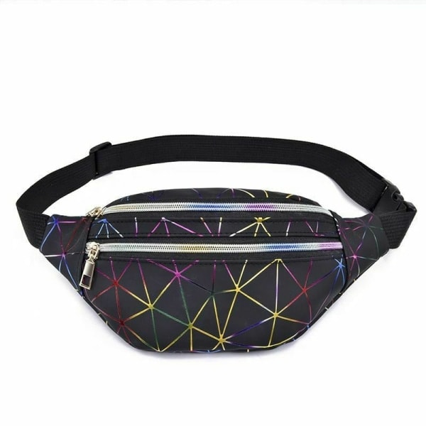 Fanny pack with cool rainbow pattern Black