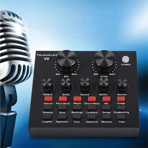 V8 Lydkort, Karaoke Optagelse Mobil Audio Mixer, Audio Live Broadcast Ktv Lydkort