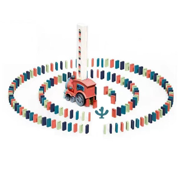 Bedst sælgende！Fødselsdag gør-det-selv stablespil Børneblokke Gaver Pædagogisk Domino Tog Legetøjssæt Pink