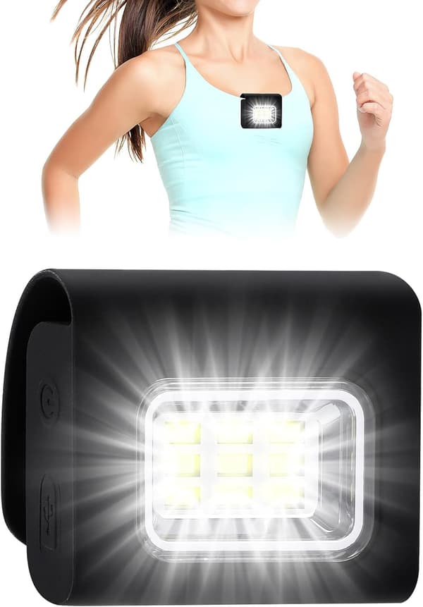Løpelys, brystlys for løping, USB-oppladbar LED-brystlys Mini LED-nattlys med 4 lysmoduser Løpelys for jogging, camping