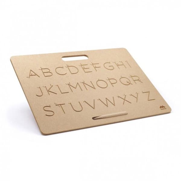 Mazafran - Tablet Writing Board Uppercase Montessori kastanj