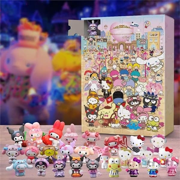 Julekalender til børn, 24 dages juleoptælling, Sanrio juleweekend Blender Box, søde dekorative legetøjs-hjemmedekorations-julegave