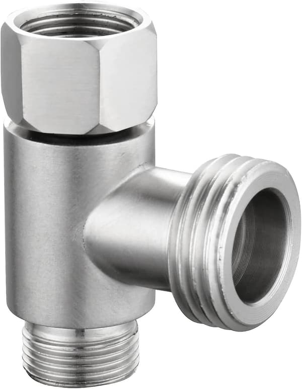 3-vejs 3/8\" og 1/2\" 3-vejs adapter T-forbindelse Rustfrit stål 3/8\" Vandledning T-fitting Børstet nikkel