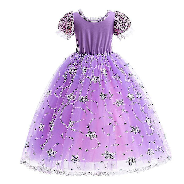 Prinsessa Rapunzel -mekko tytöille - Elegantti violetti mekko - Hieno karnevaaliasu - Lasten prom-iltapuku - Halloween-rooliasu - Mekko 2Y Tag-100 Rapunzel Sets 06