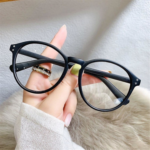 -1.0-1.5-2.0-2.5-3.0-3.5-4.0 Färdiga Myopi-glasögon Kvinnor Vintage Anti-blå matte black -2.0