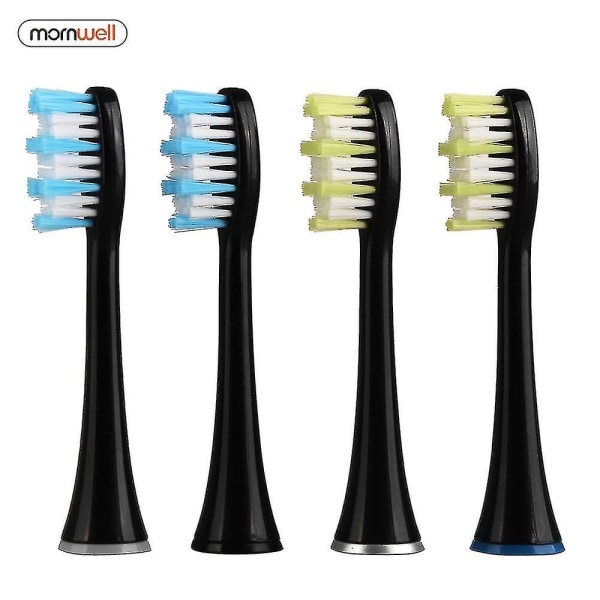 Mornwell 4st svart standard tandborsthuvud med lock för Mornwell D01b elektrisk tandborste