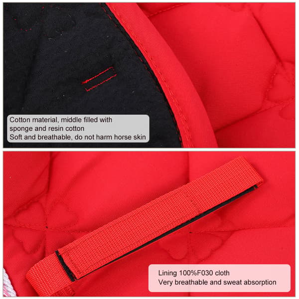 Breathable Double Braided PP Woven Handle Horse Saddle Pad Durable Cotton Soft Sweat-Absorbent Red