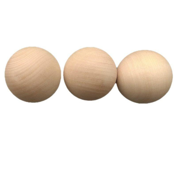 Luonnollinen pyöreä kova puupallo, viimeistelemätön käsityöpallot DIY-käsityöprojekteihin, puun väri, 6 cm 5cm