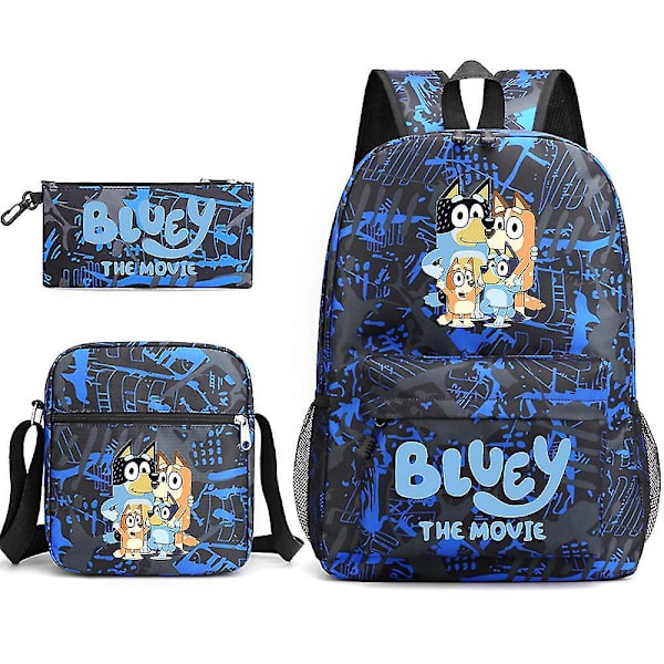 Bluey Kolmen osan koululaukku Blue Flower  3