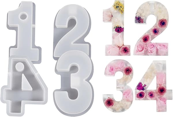 1-4 Talform, DIY Silikoneform, 3D Håndlavede Lysestageforme, Gipsform, Lysestageform Number 1-4