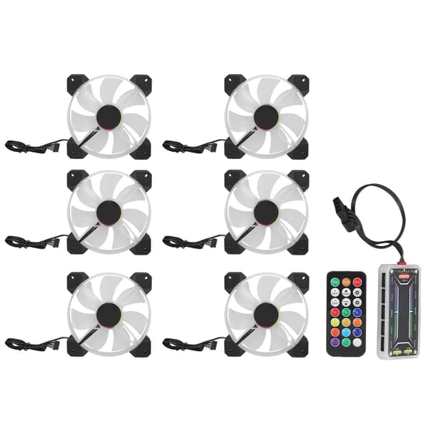 6st Computer Fan 120mm Ultra Quiet Adjustable Color RGB PC Computer Case Noise Reducing Cooling Fan with Remote Control Hub
