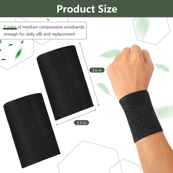 2 Par Kompressions Håndledsærmer Kompressions Håndledsbeskytter Håndledsstøtter Håndledsbind Elastiske Håndledsband Til Mænd Og Kvinder Tennis, Senebetændelse, Carp Black X Large