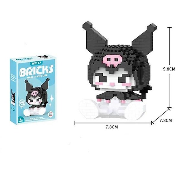 Byggeklodser Sanrio Anime Figur Kuromi Samlede Legetøj Dekorativ Ornament Model My Melody Børnepuslespil Gaver Kuromi