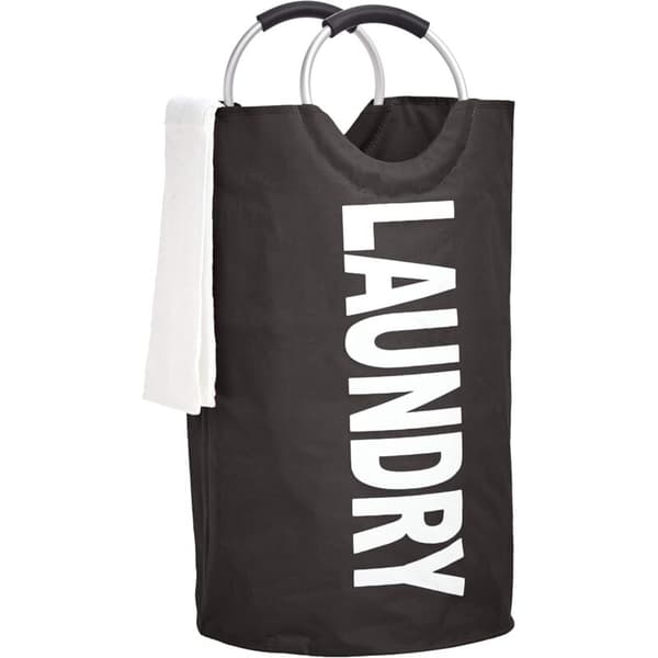 Fabric Laundry Basket with Aluminum Handles Black