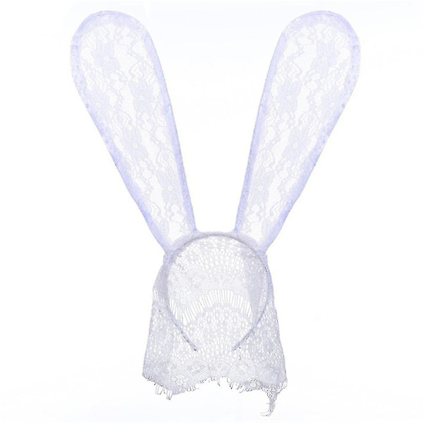 Store Lace Kaninører med Slør for Kvinner - Halloween Maskerade Red