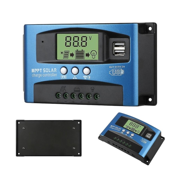 Solcellecontrollere MPPT 100A 80A 60A 50A 40A 30A Dobbelt USB LCD Display 12V 24V 30A