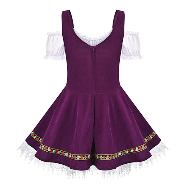 Naisten Oktoberfest-asu, Halloween-olutneito-asuja sametti ja nauhakiinnitysmekko Black  White S