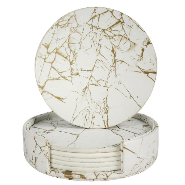 Læder Underkopper Spildbeskyttelse Til Bord Skrivebord Holdbar Og Skridsikker Læder Underkop Passer Almindeligt Platinum Marble