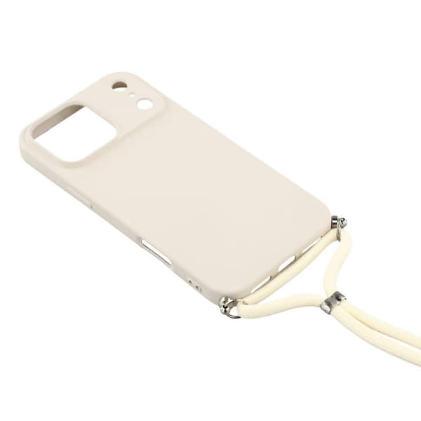 Skal för iPhone 17 Pro, mjukt TPU-fiberfoder, telefonfodral med axelrem White